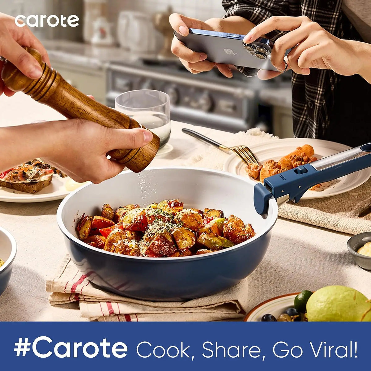 Professional Ceramic Nonstick Cookware Set With Detachable Handles