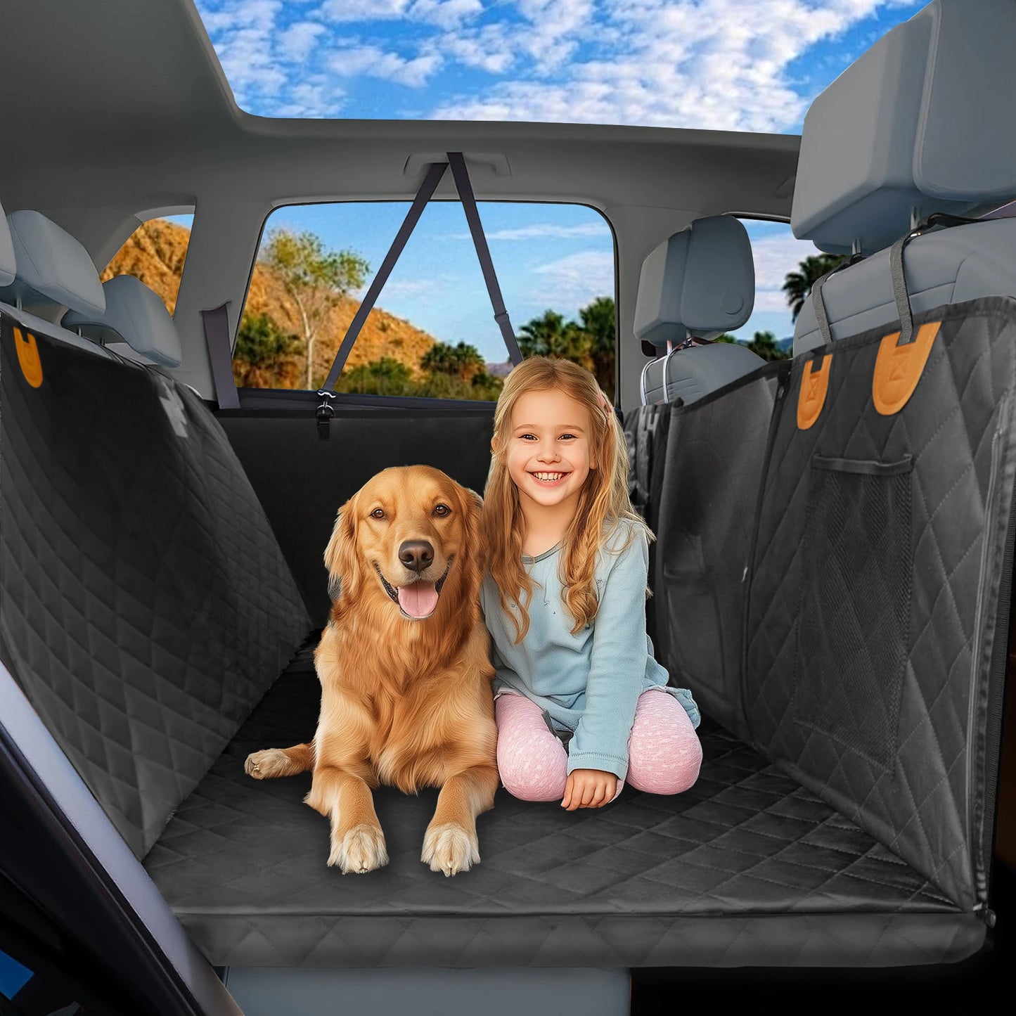 Borwart Waterproof Dog Car Seat Cover With Mesh Window