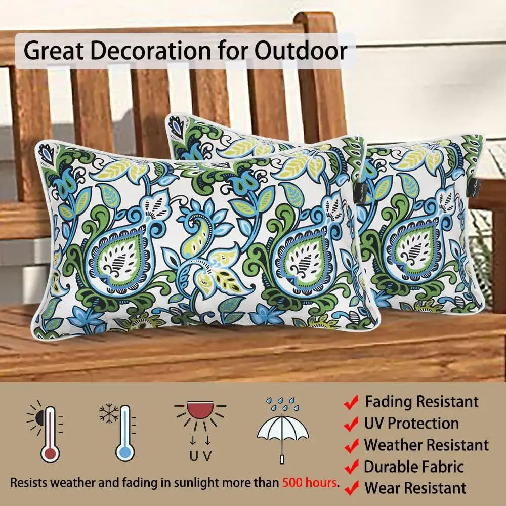 Outdoor Waterproof Lumbar Throw Pillow With Insert All Weather