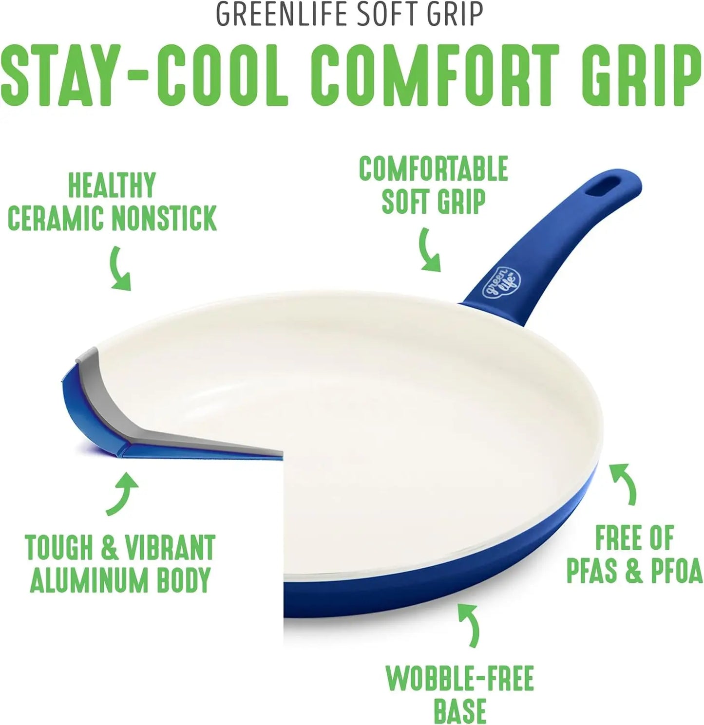Nonstick Ceramic Cookware Set PFAS Free Dishwasher Safe Glass Lids