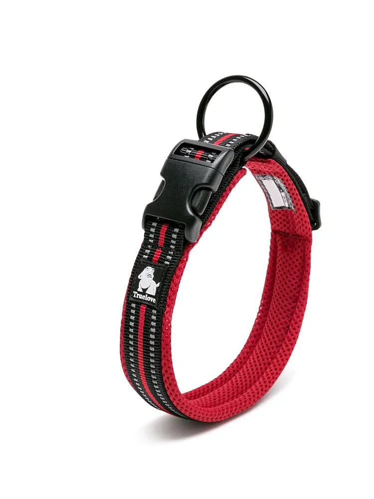 TRUELOVE Nylon Adjustable Dog Collar, Padded, Reflective, Heavy Duty