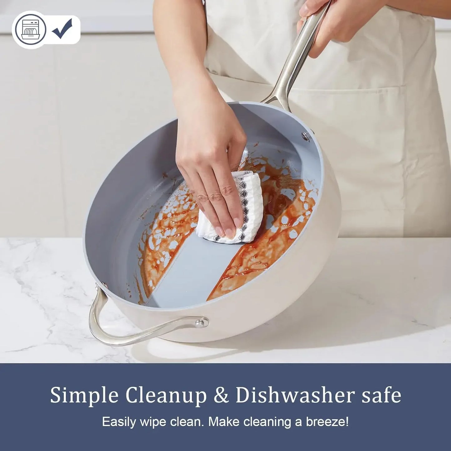 PFAS Free Ceramic Cookware Set With G7 Coating Nonstick Pots And Pans