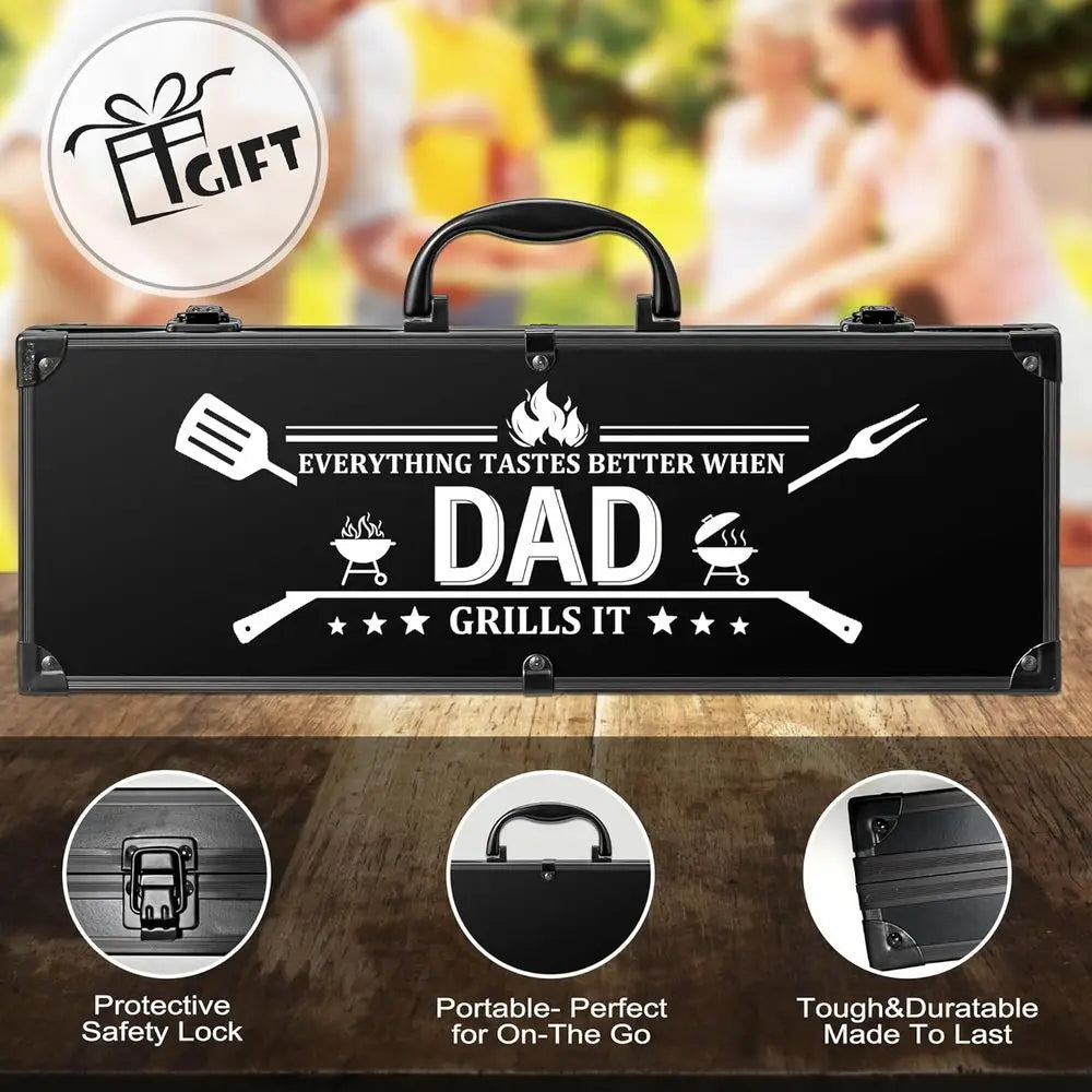 Grilling Accessories or Outdoor Grill with Case, Heavy Duty Stainless Steel Grill Set BBQ Grill Tools, Ideal Grilling Gift
