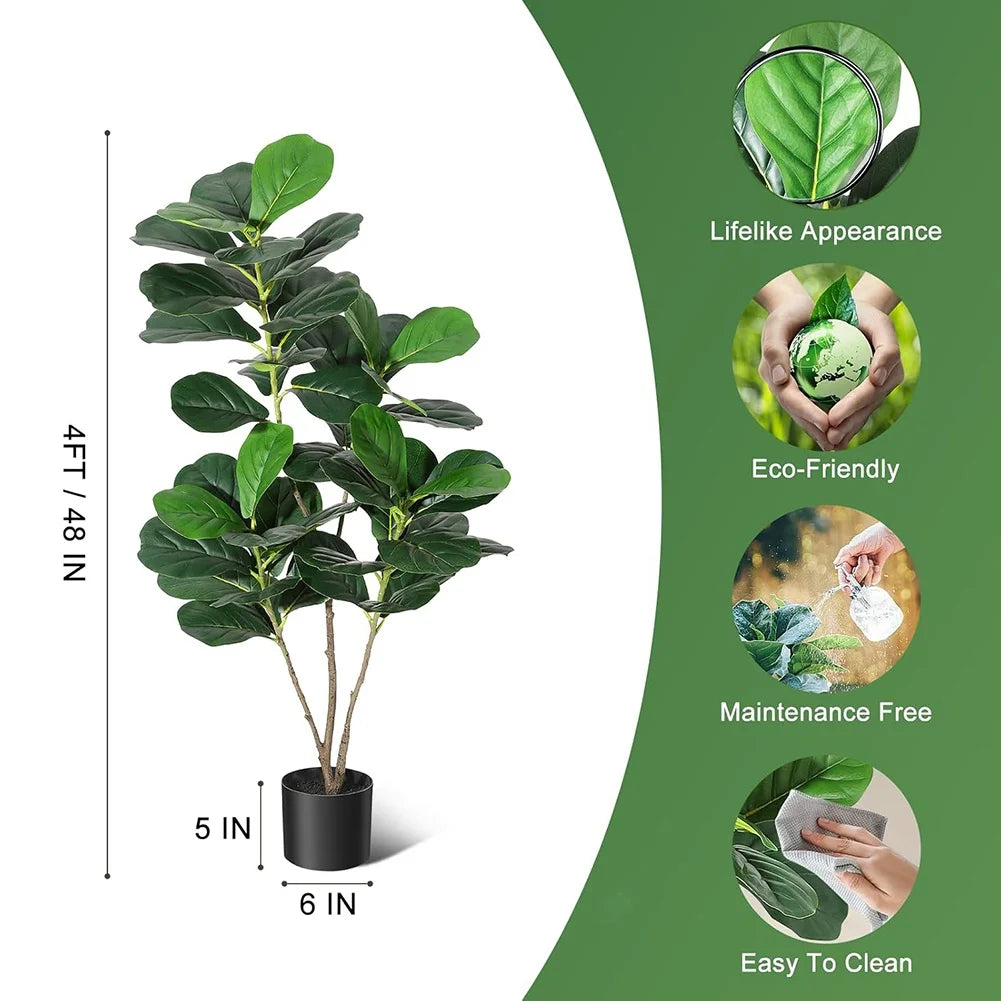 HiMISSCN Fiddle Leaf Fig Artificial Tree With Pot