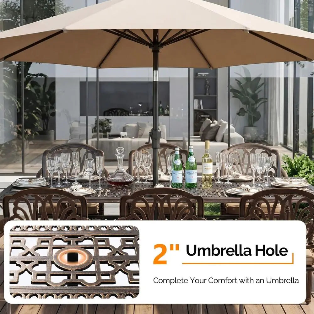 Outdoor Cast Aluminum All-Weather Dining Set For Patio And Garden