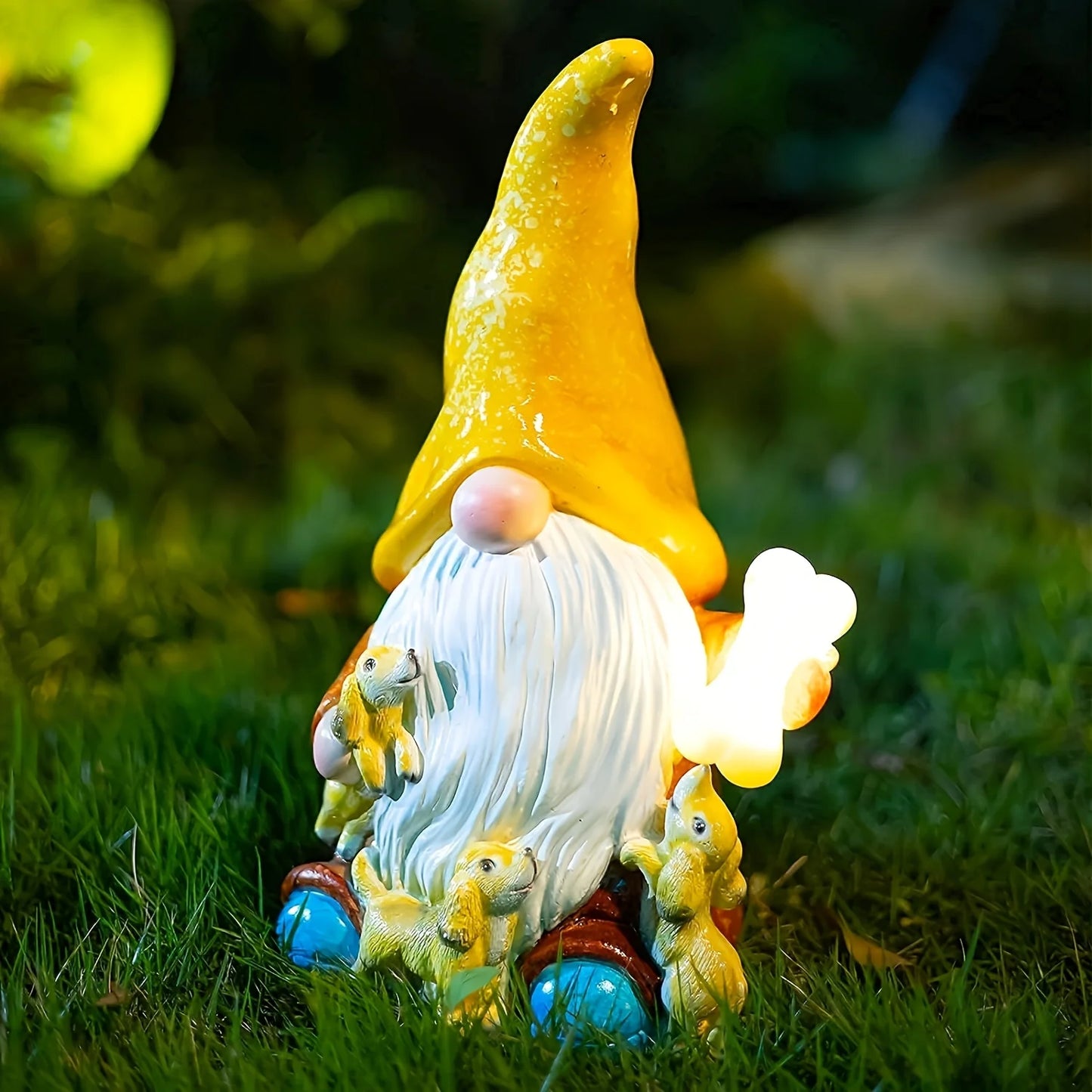 Garden Gnome Statue Solar Lights Outdoor Yard Decor