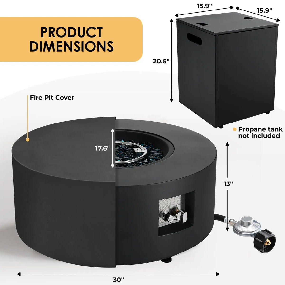 Propane Outdoor Fire Pit Table With Cover And Tank Holder