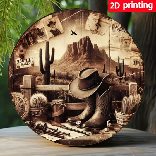 CIFBUY Western Cowboy Wall Decor Hats Boots Tin Sign
