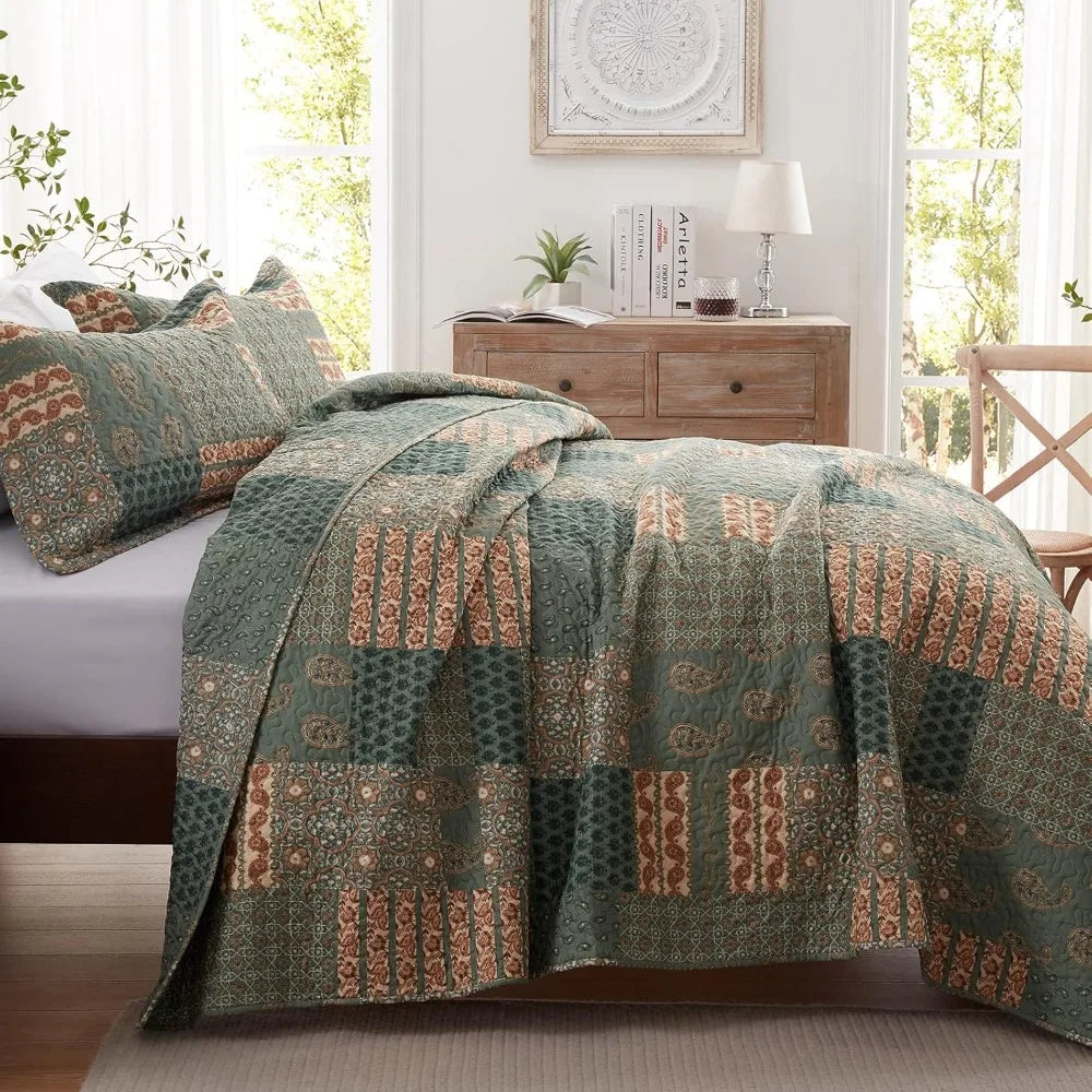 LEAONME Premium Cotton Ruffle Quilt Cover Bedspread