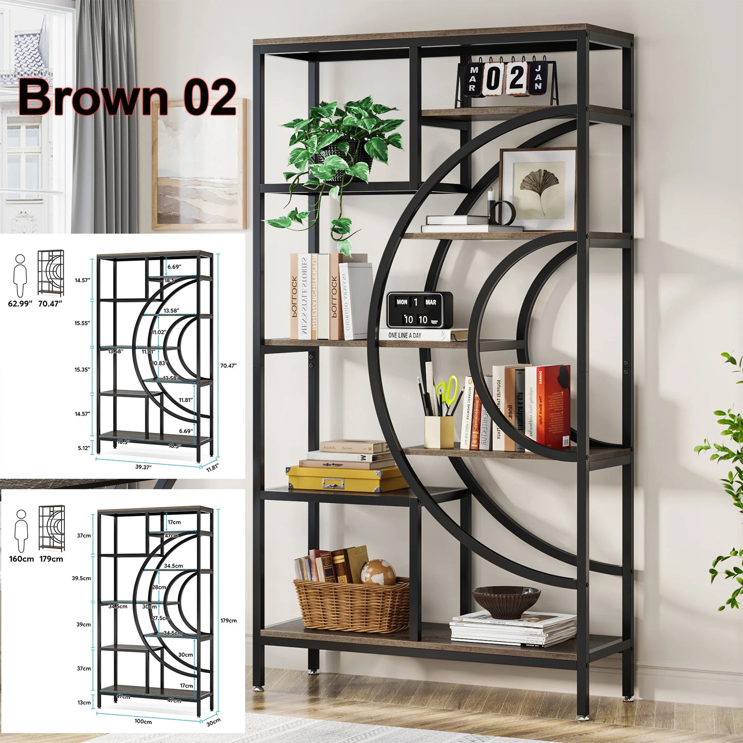 Tribesigns Industrial 5 Tier Freestanding Bookshelf