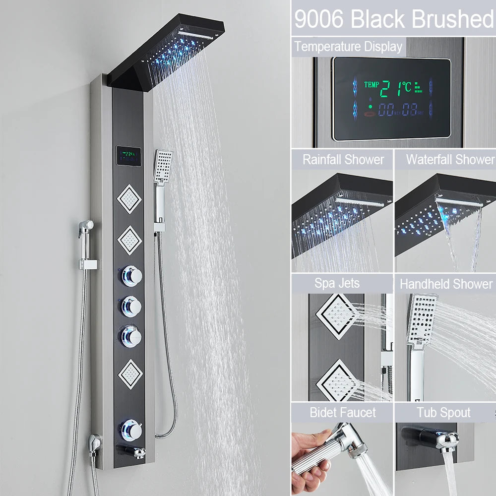 MYQualife LED Shower Panel System With Spa Massage Jets