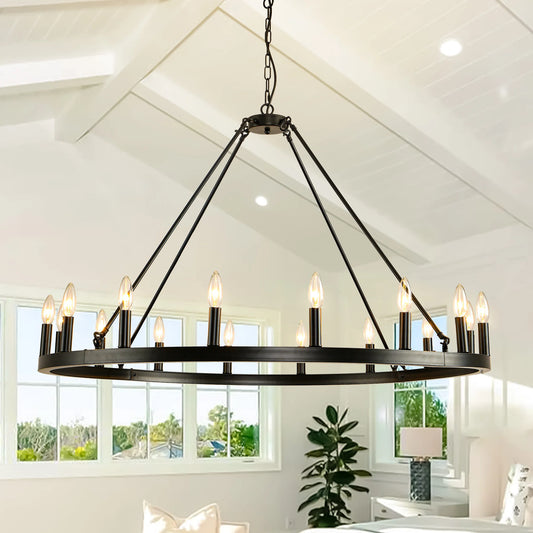 LovingC Wagon Wheel Chandelier Modern Rustic Pendant Light UL Listed