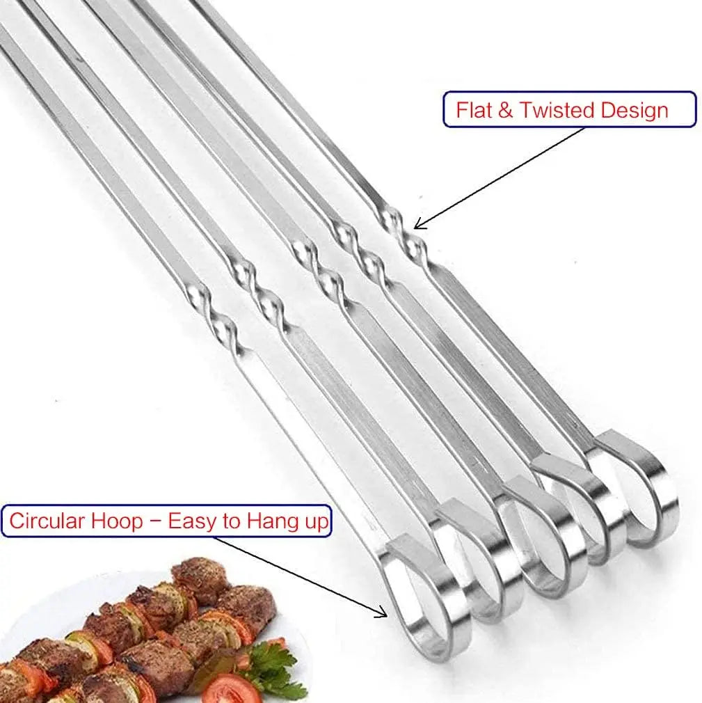 Metal Grilling Skewers Set For Kabobs Reusable BBQ