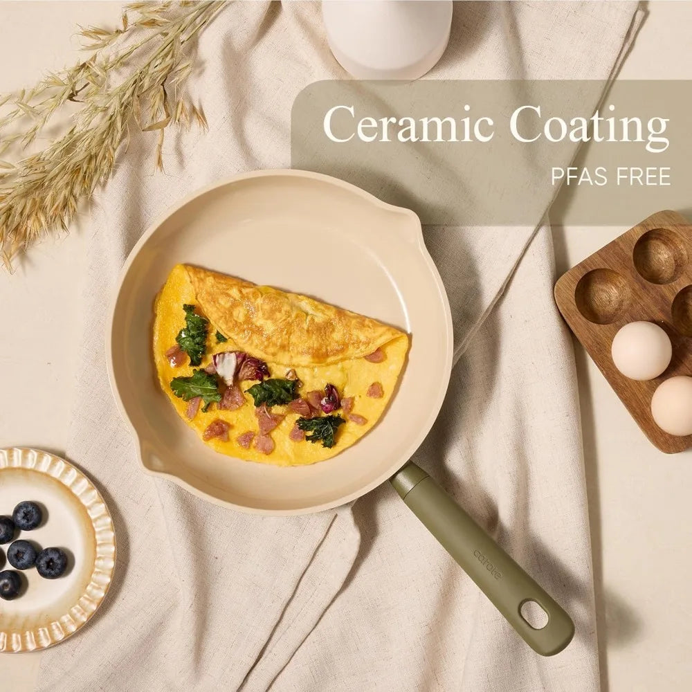 21-Piece Nonstick Cookware Set Ceramic Coating PFAS Free Induction-Compatible