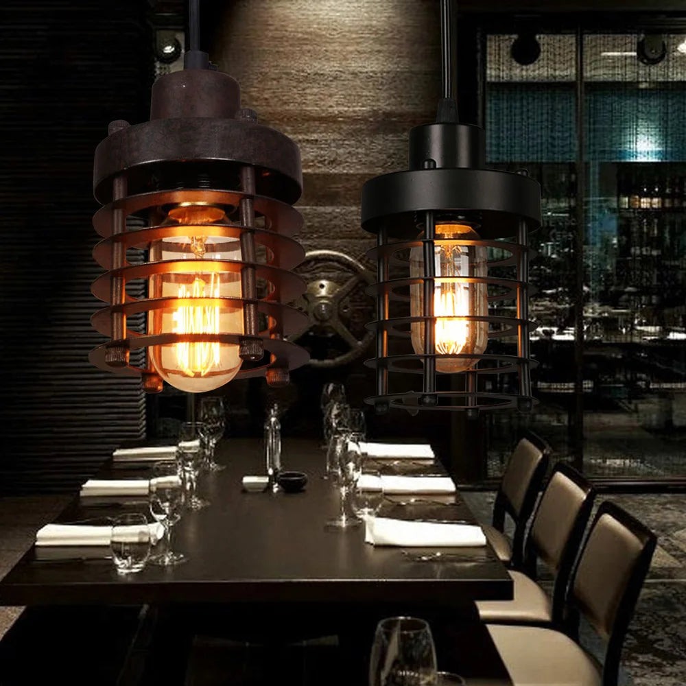 Rustic Industrial Iron Cage Pendant Light Ceiling Lamp