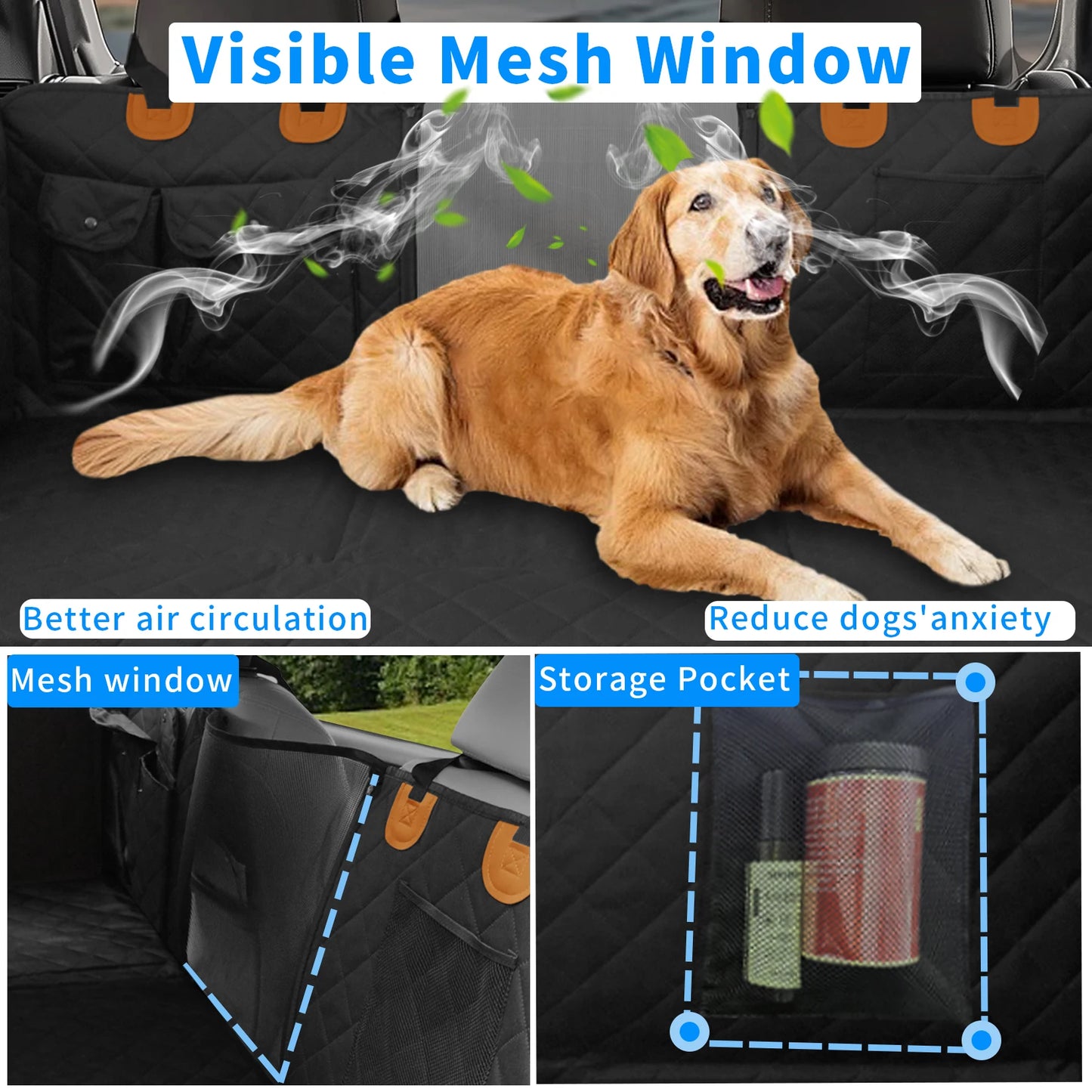 Borwart Waterproof Dog Car Seat Cover With Mesh Window
