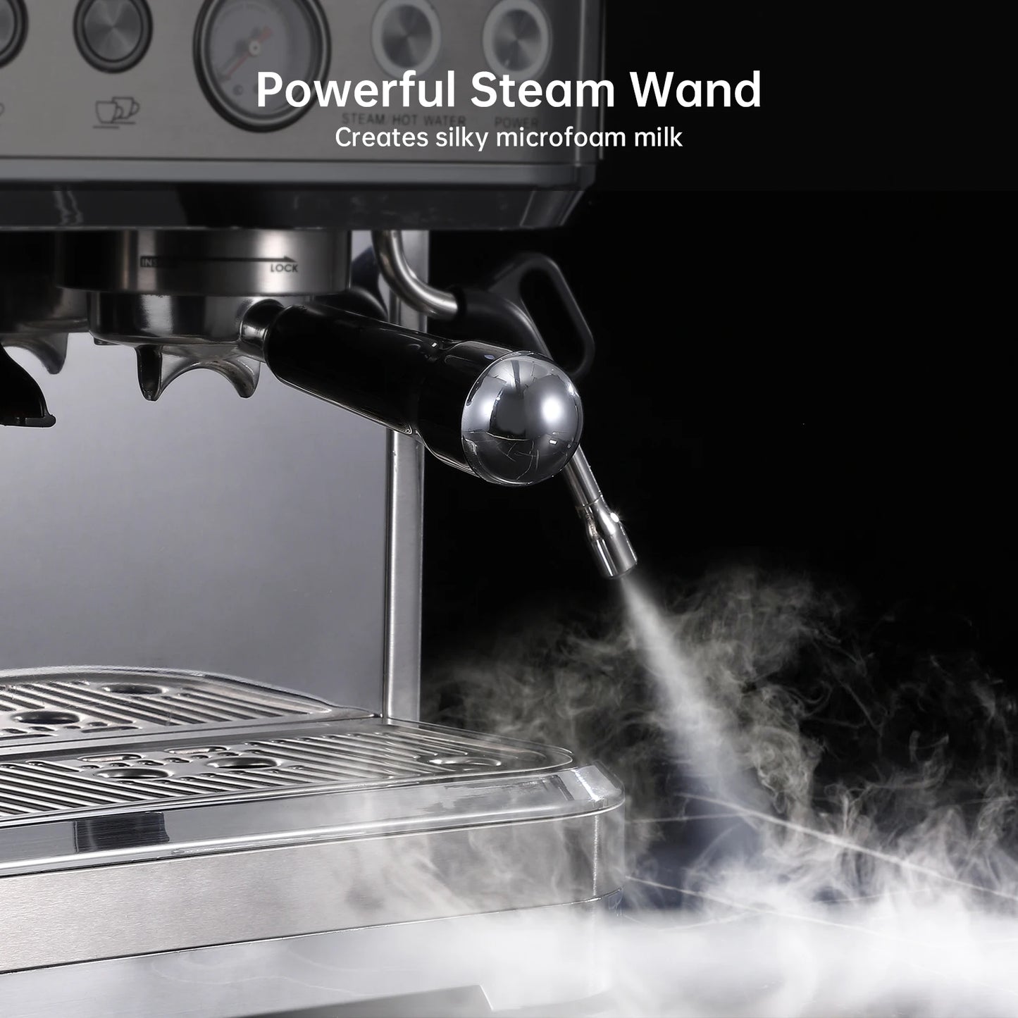Acekool Espresso Machine With Grinder Stainless Steel Milk Frother