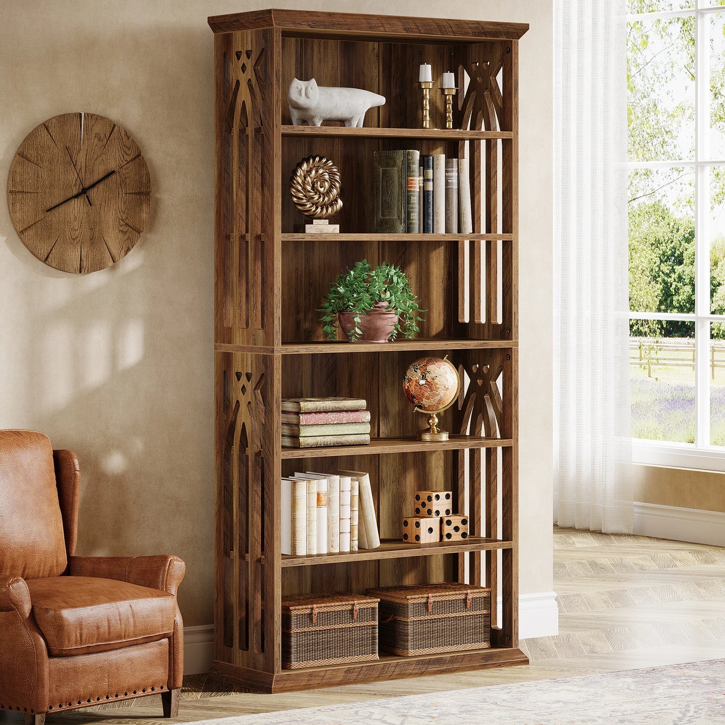 Tribesigns Six Tier Wooden Bookcase For Home Display