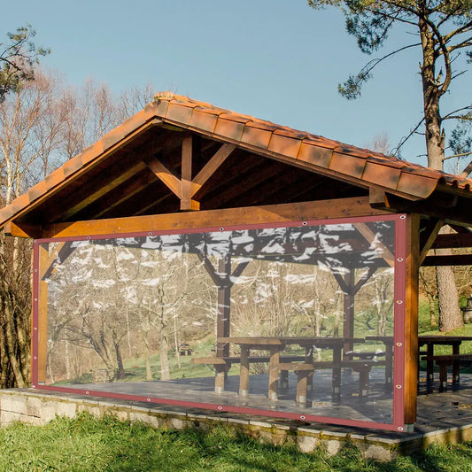 Clear Vinyl Awning Canopy Roll Up Patio Enclosure Waterproof