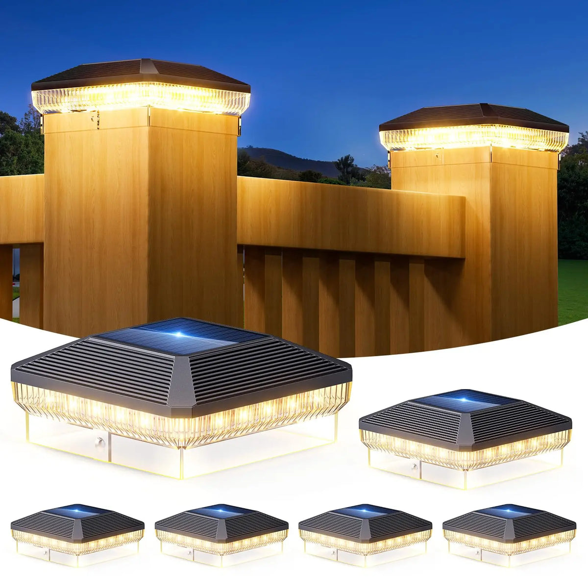 Kpstek 6 Pack Solar Post Cap Lights Outdoor Waterproof Led