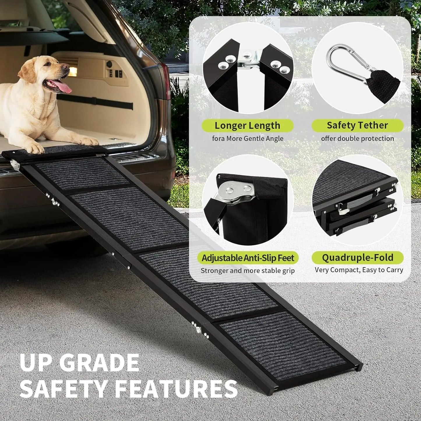 HiMISS Upgraded Folding Car Dog Ramp With Non Slip Surface