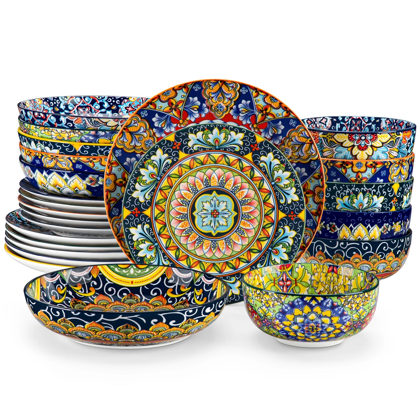 MALACASA Bohemian Porcelain Dinnerware Set