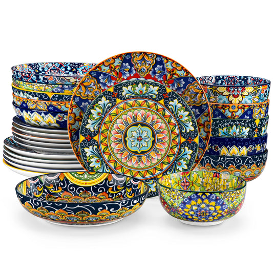 MALACASA Bohemian Porcelain Dinnerware Set