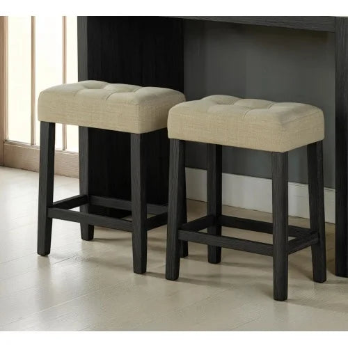 Transitional Dining Table Set with Two Tufted Chairs