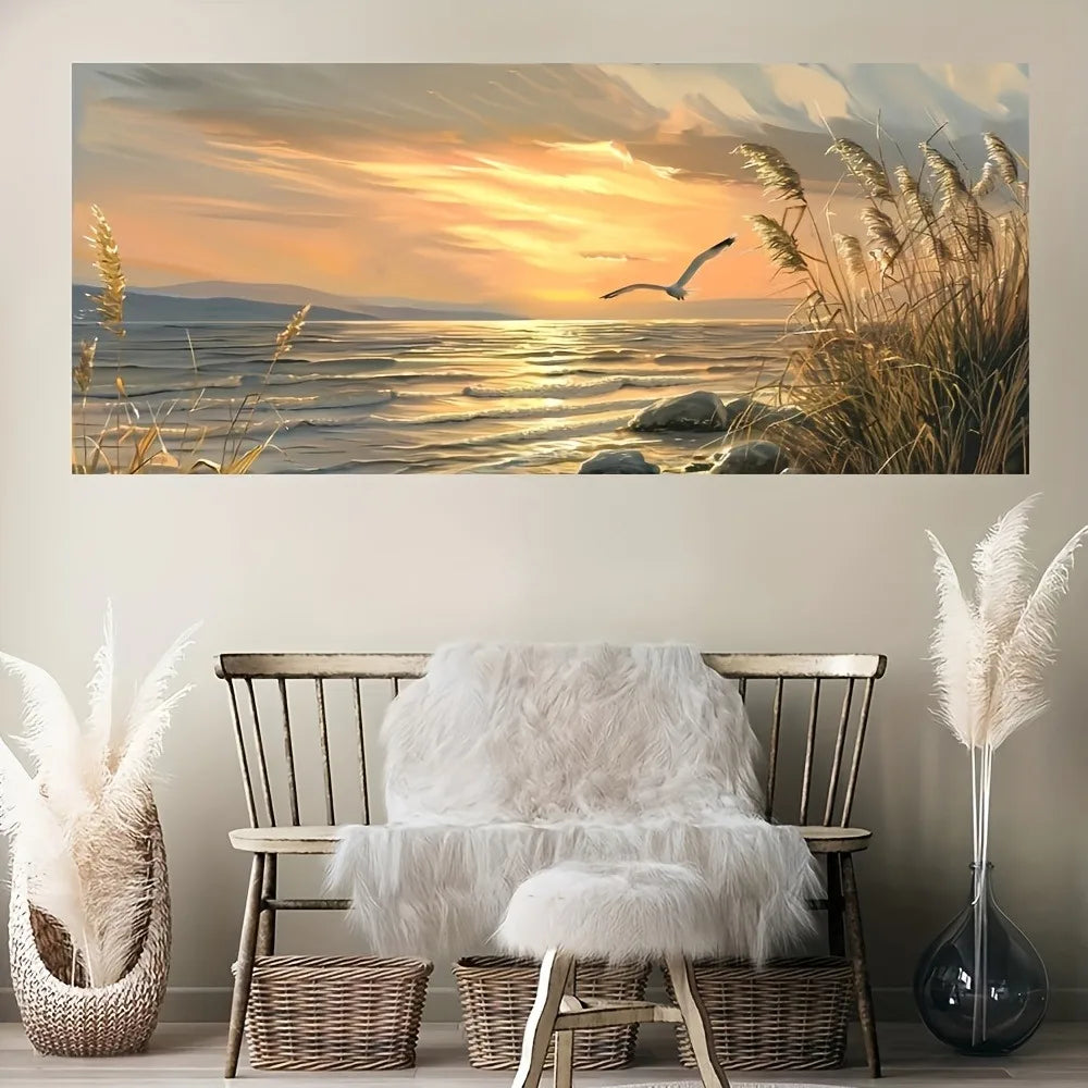 Sunset Beach Art Seascape Canvas Print For Home Decor