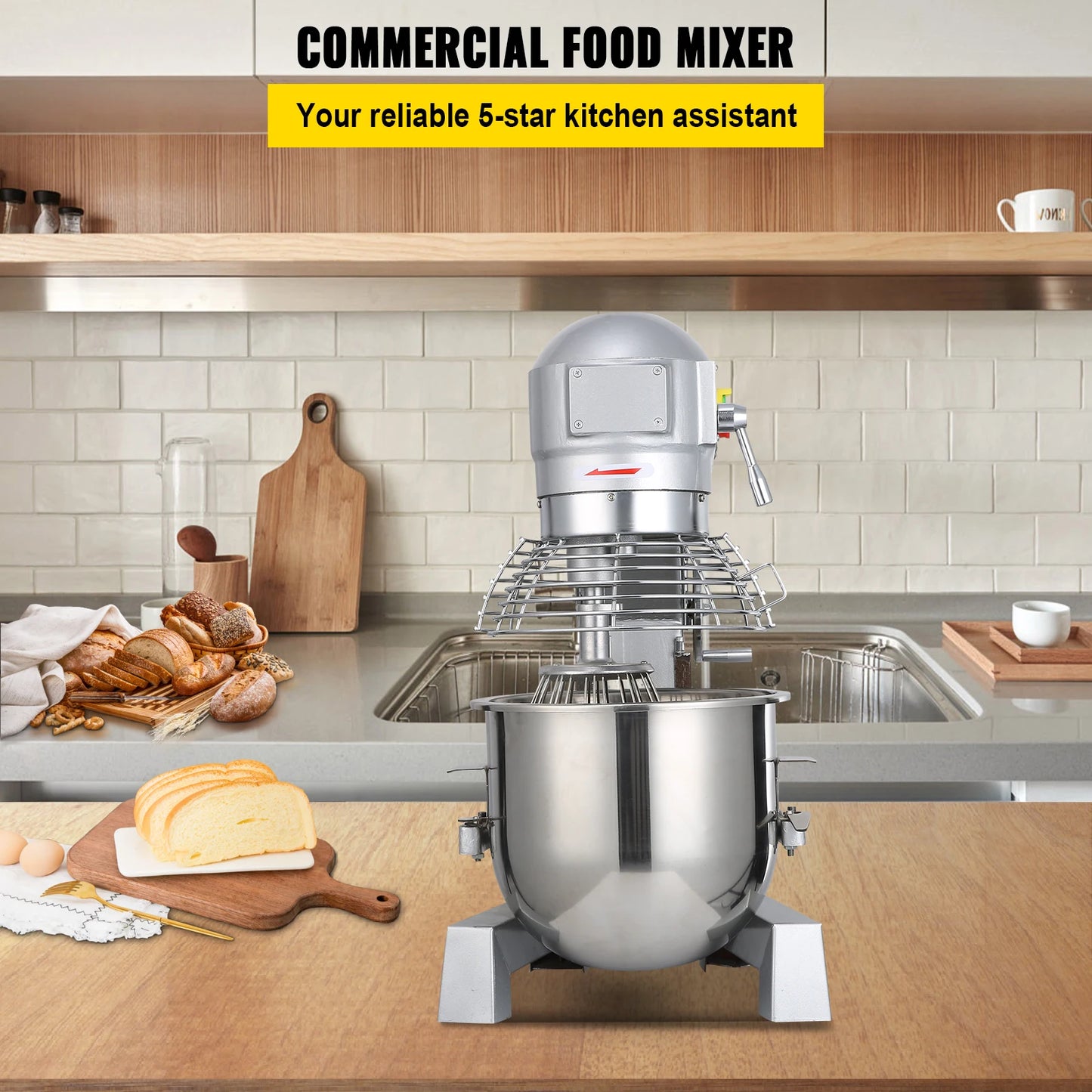 SucceBuy 450W 3 Speed Commercial Food Mixer Heavy Duty Stainless Steel Whisk