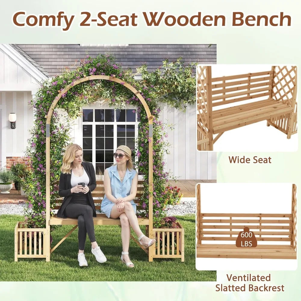 Garden Arbor With Bench And Planters Trellis System