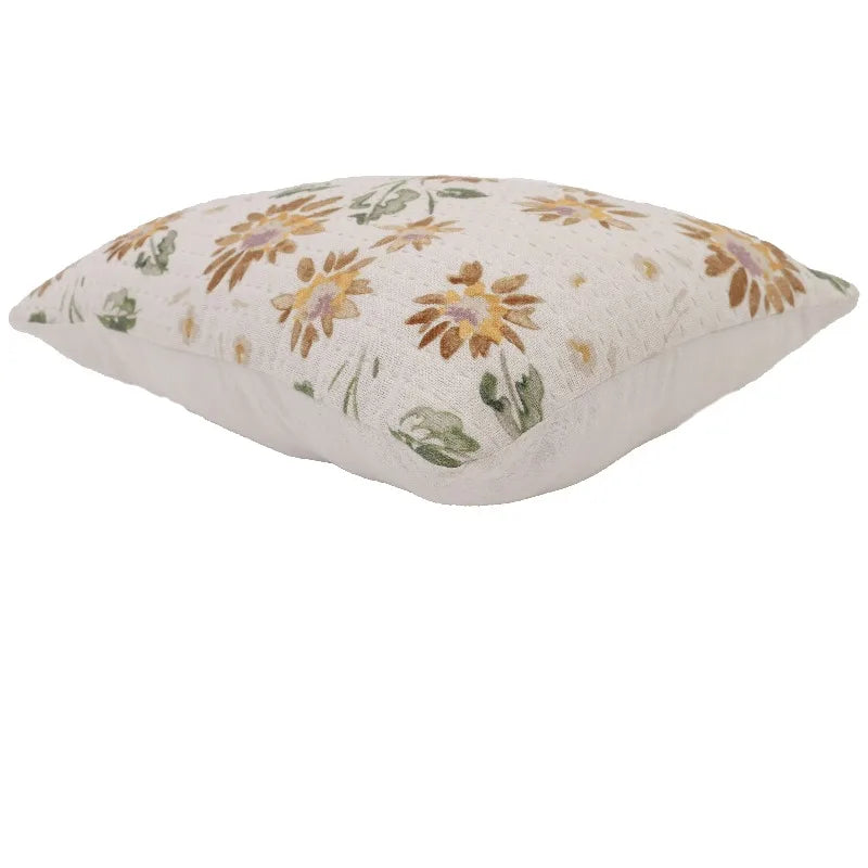 Chambray Floral Sunflower Decorative Throw Pillow Accent