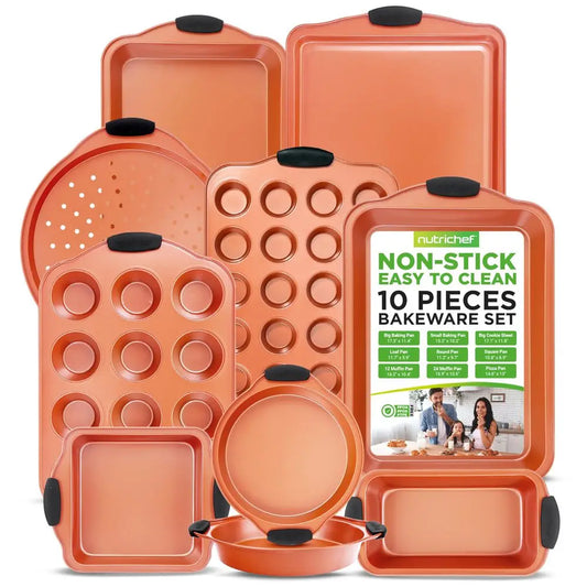 XMSJ 10 Piece Nonstick Bakeware Set For Cookies Cakes Roasting
