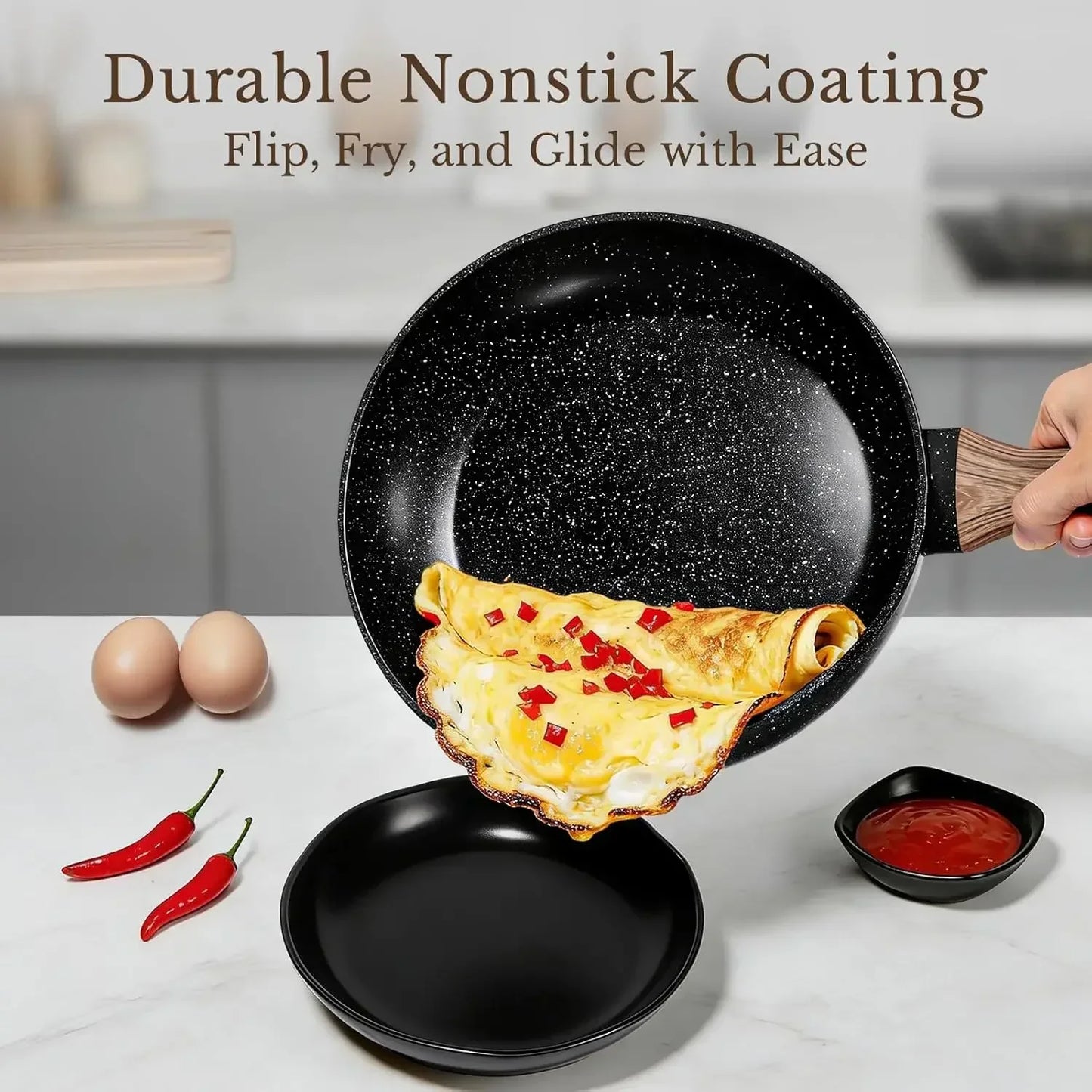 Nonstick Ceramic Pots And Pans Set Induction Compatible Non Toxic
