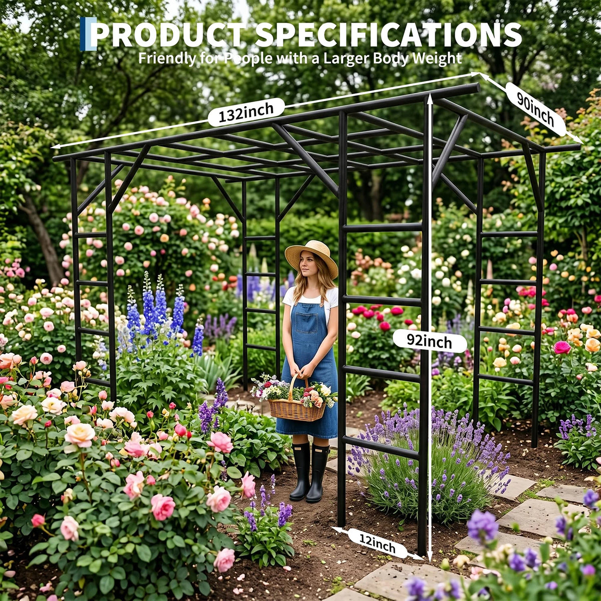HiMISS Heavy Duty Metal Garden Arch Trellis For Climbing Plants