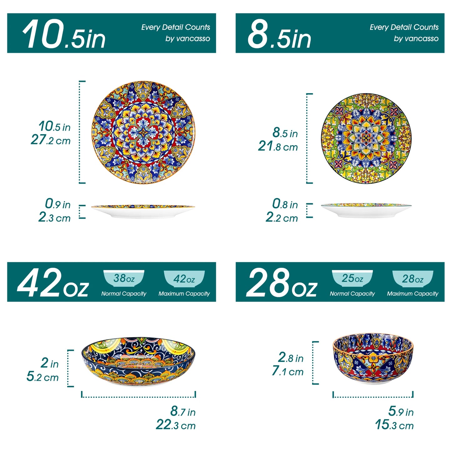 MALACASA Bohemian Porcelain Dinnerware Set