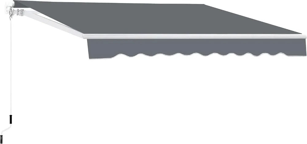 NONECN Manual Retractable Patio Awning With Crank Canopy For Deck