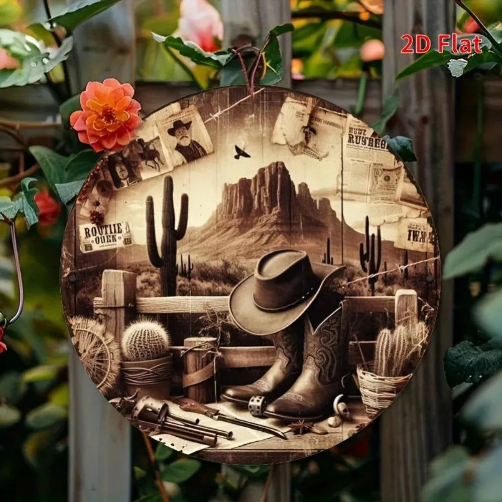 CIFBUY Western Cowboy Wall Decor Hats Boots Tin Sign