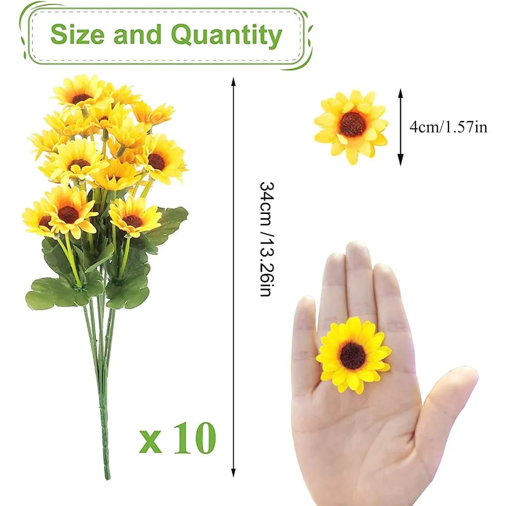 Sunflowers Artificial Flowers 10 Bunches UV Resistant Outdoor Indoor Decor
