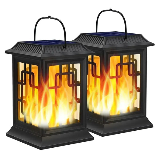 SZRSTH IP65 Solar Hanging Lantern LED Flame Light Outdoor Garden