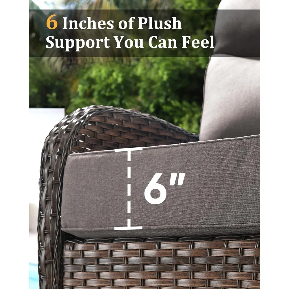 Luxury Patio Conversation Set With High Back Swivel Cushioned Chairs