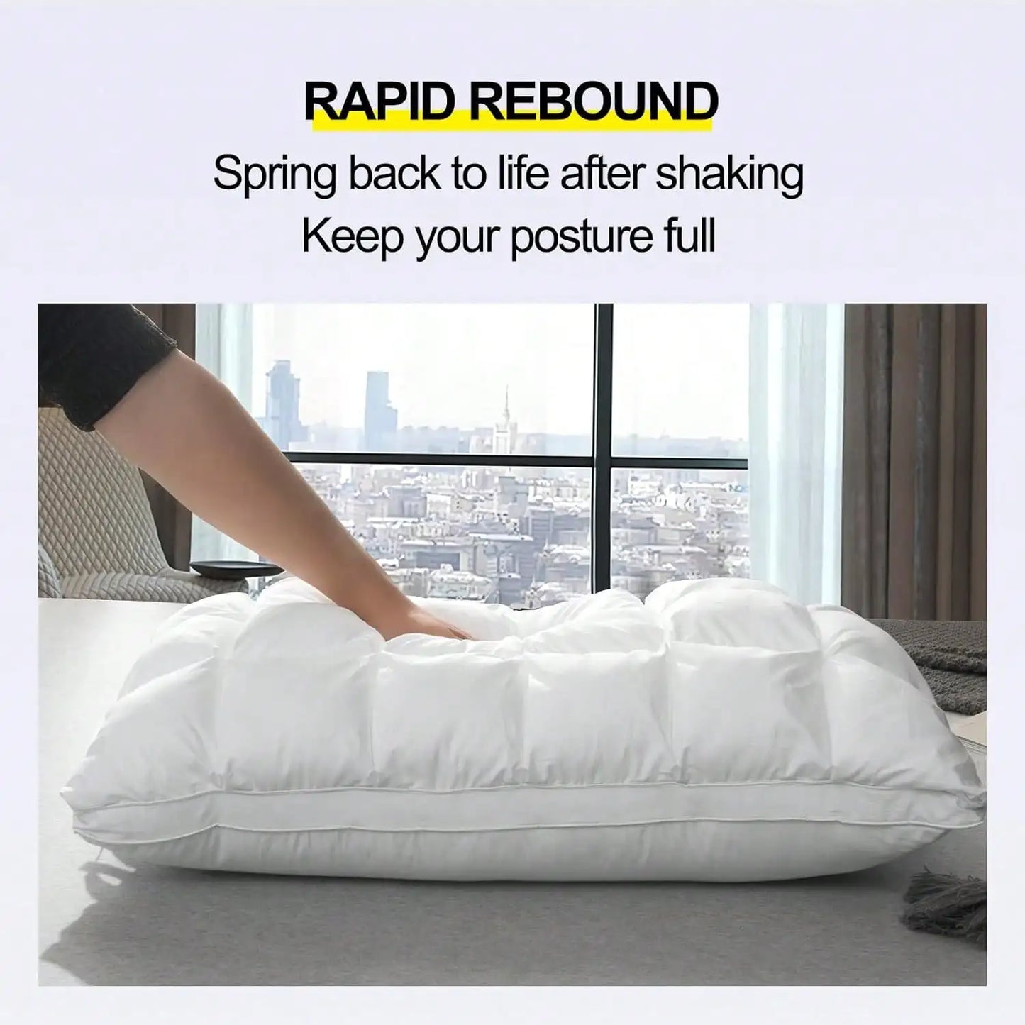 Deluxe Pillow Set Soft Support Large Fluffy Down Alternative For Side Sleepers