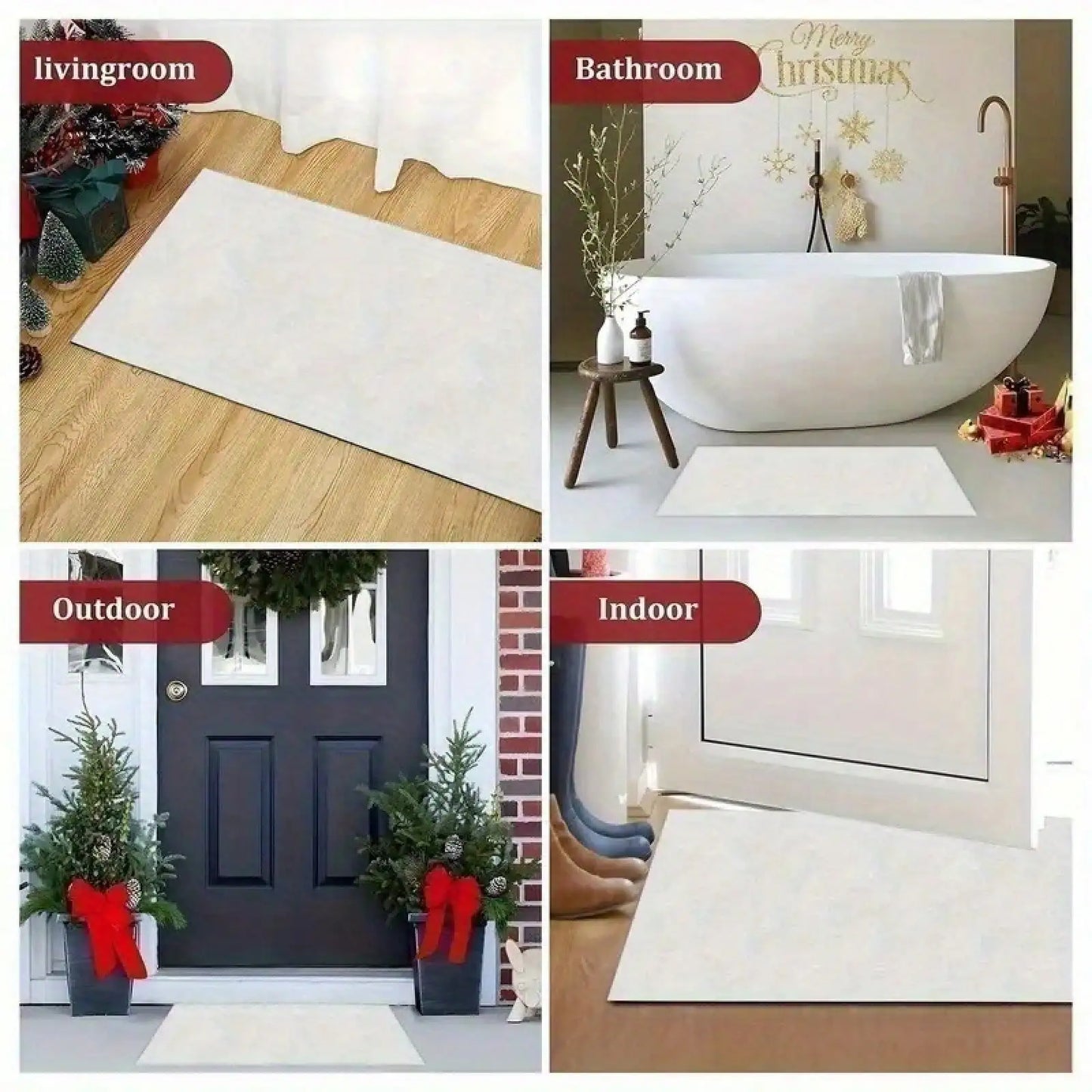 Welcome Bear Door Mat Rustic Wood Pattern Non Slip Washable