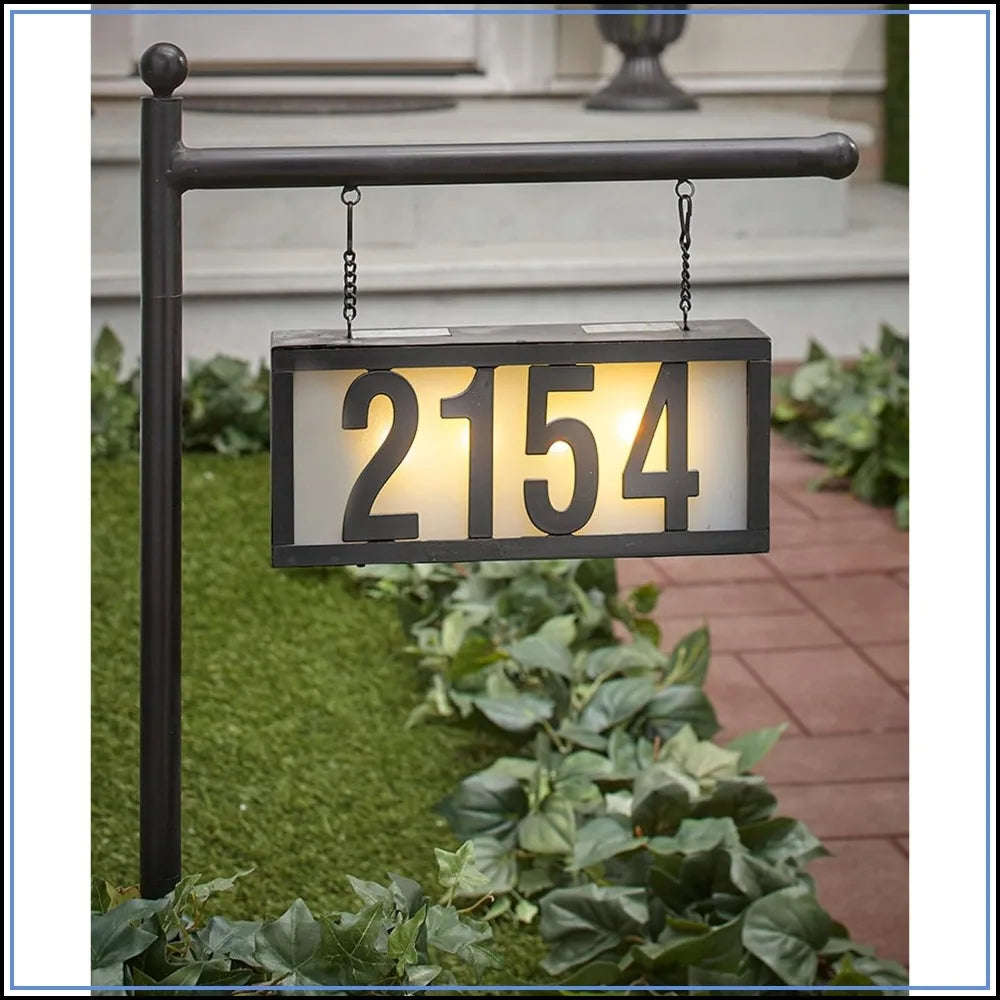 Solar Address Sign With 50 Customizable Numbers LED Lighting Weatherproof Metal