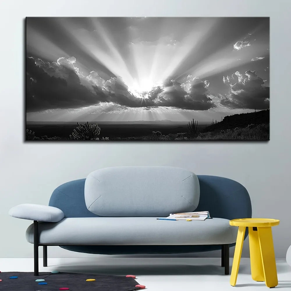 Joshua Tree Desert Oil Painting Mural Pine Wood Frame Poster