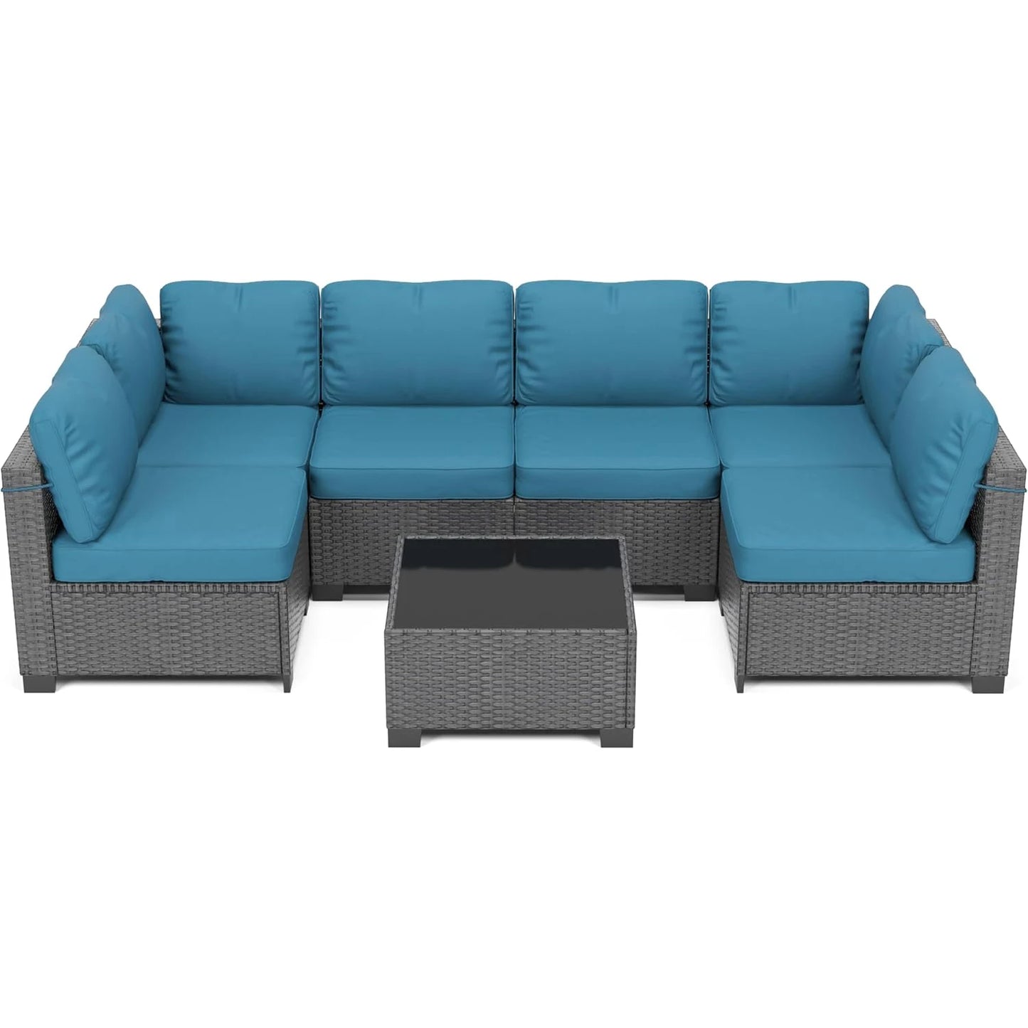 HobbyLane 7-Piece Modular Outdoor Furniture Set PE Rattan