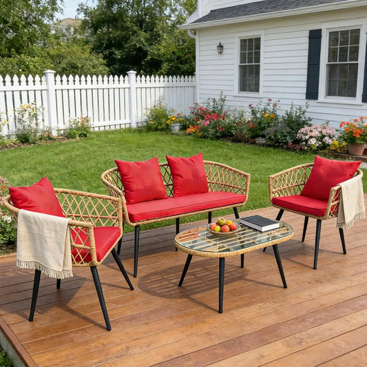 XIAOLANG Outdoor Patio Furniture Set With Wicker Sofa And Chairs