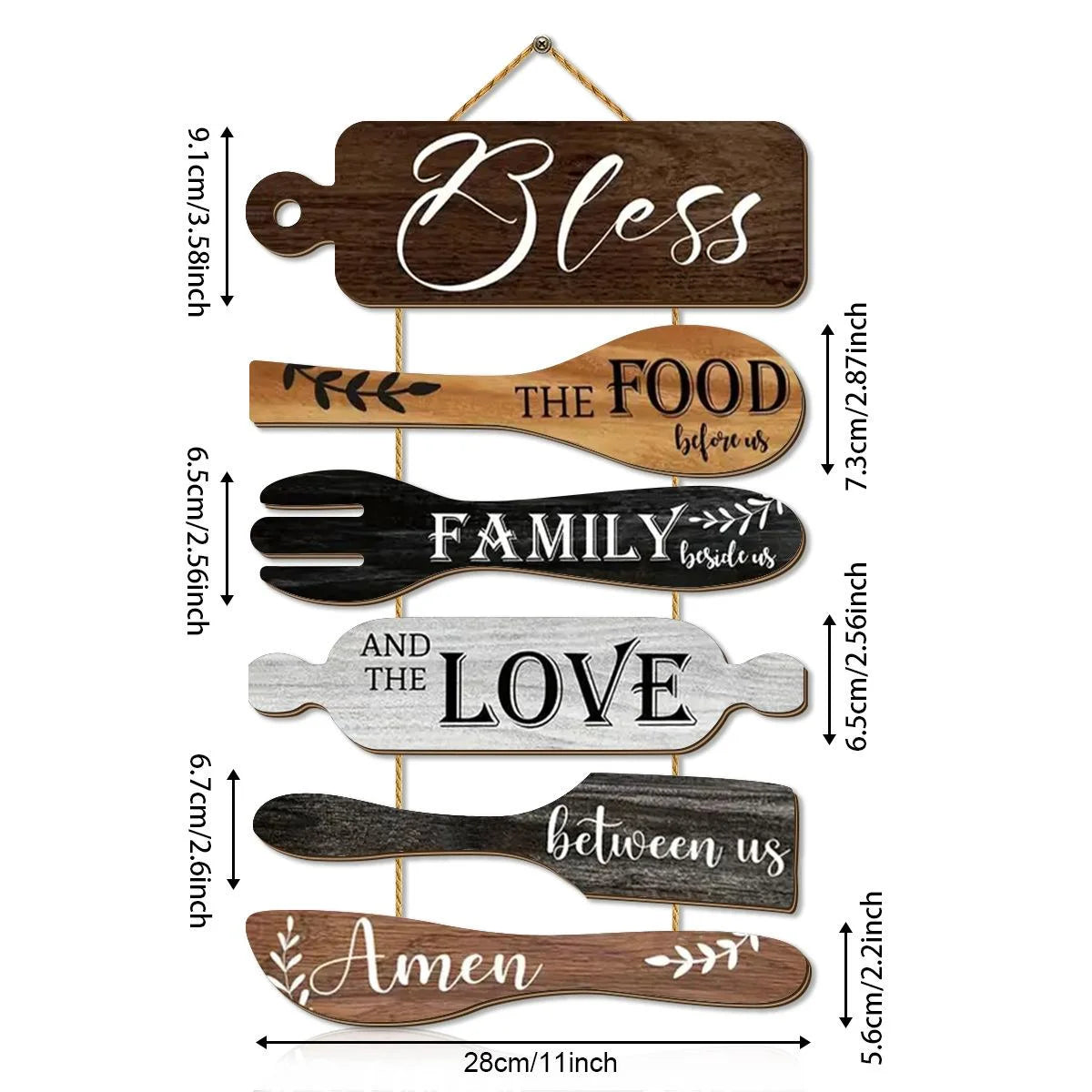 Bless The Food Before Us Wooden Farmhouse Kitchen Sign