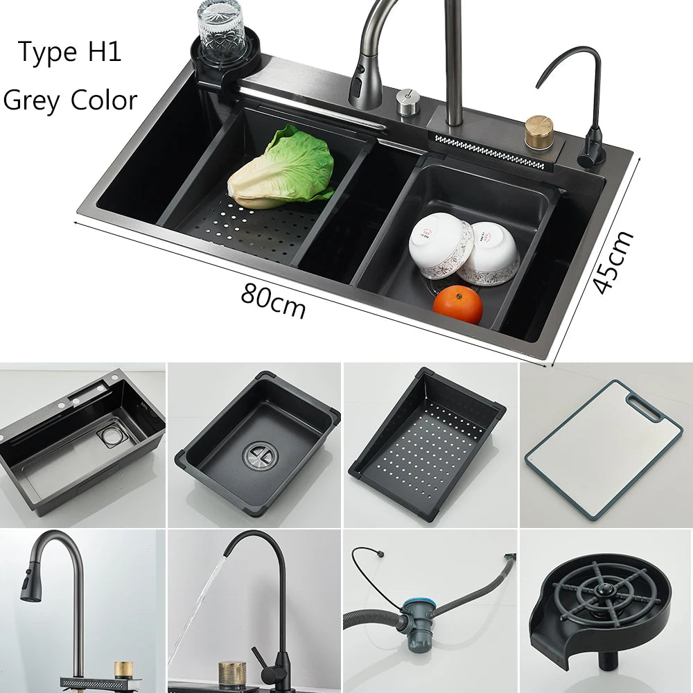 MYQualife Stainless Steel Undermount Kitchen Sink Four Holes With Drain