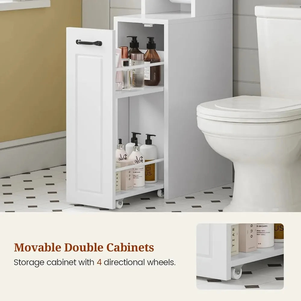 Over Toilet Storage Cabinet With Adjustable Shelves And Glass Doors